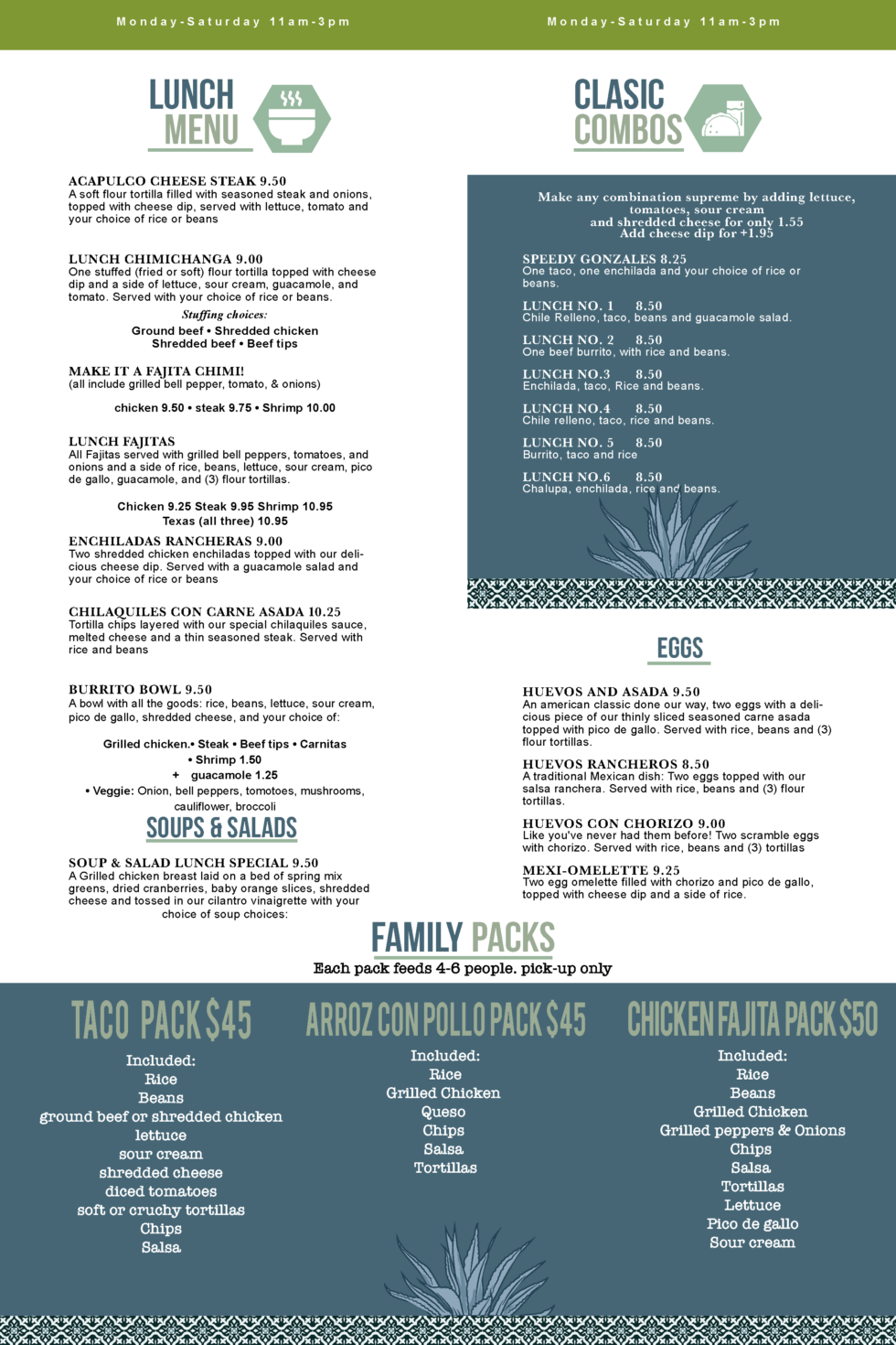 Menus - Los Agaves Mexican Restaurant